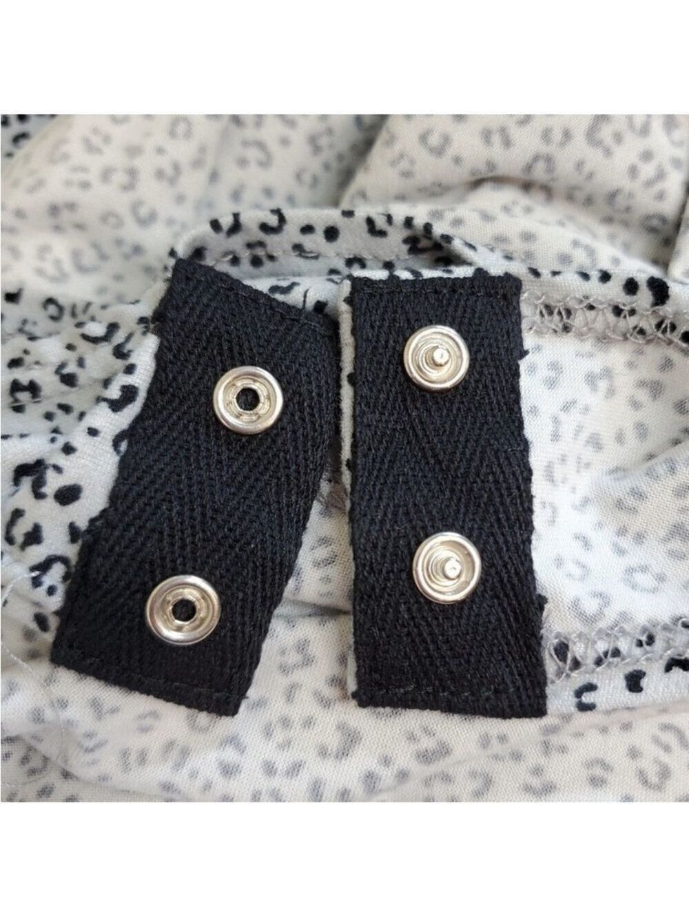 Gaze Gray Black Leopard Print Bodysuit Spaghetti Strap Stretch Fitted Small - Picture 12 of 15